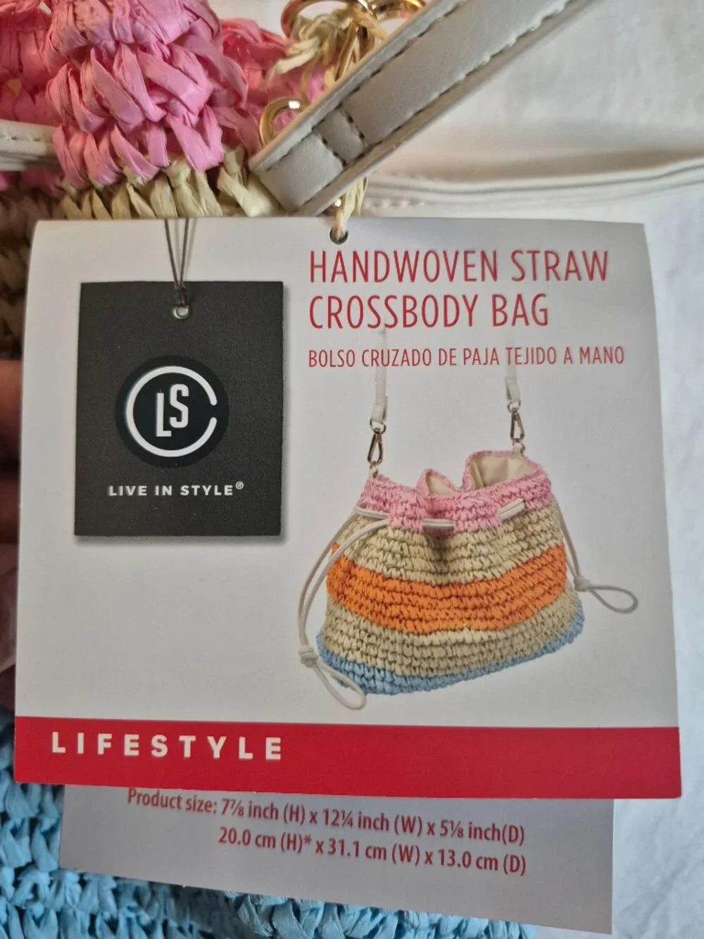 HandWoven Straw Crossbody Bag Natural Beaded - LIVE IN STYLE, NEW